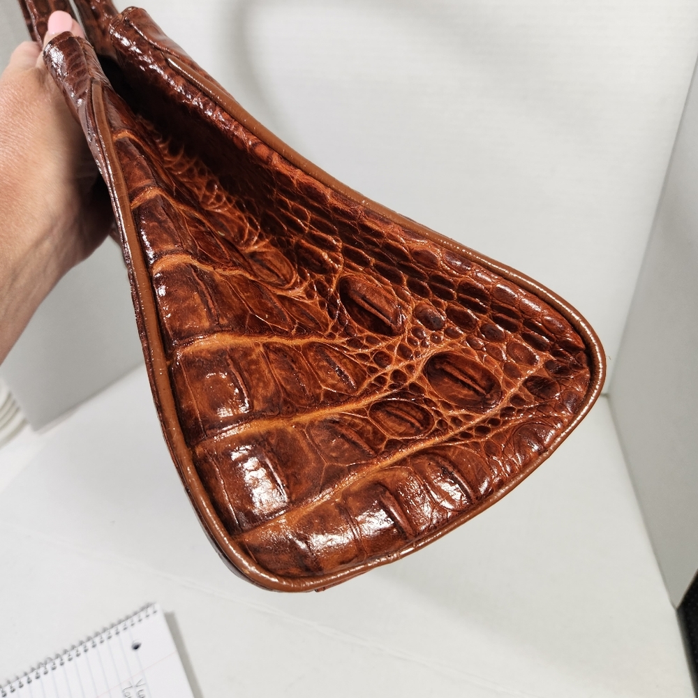 Veari hornback authentic crocodile leather xl tote bag purse carmel brown euc! - Picture 5 of 16